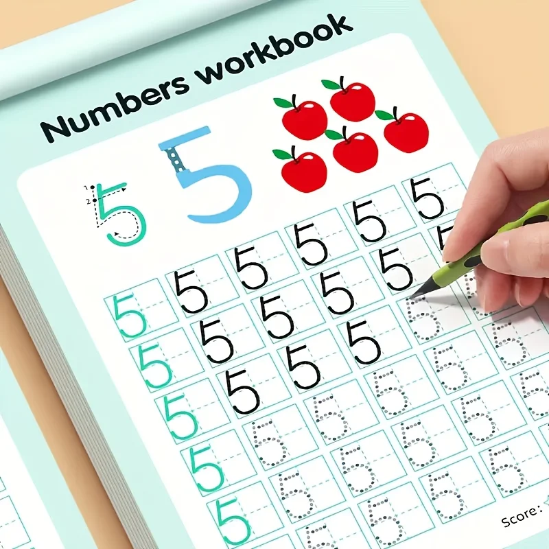 48-Page Children's Exercise Book with Tracing Pages for Numbers 0-100 - Interactive Learning Activities, Home School - Develops Hand-Eye Coordination and Math Skills, Pen Control Writing Practice - 5