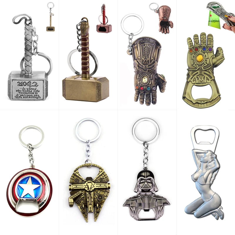 1 pc Creative Metal Beer Bottle Opener Funny Kitchen Gadgets Key Chain Backpack Accessories  Men's Gift