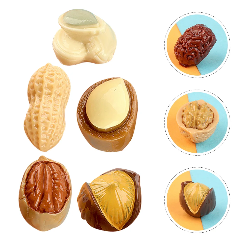 

15pcs Resin Fake Nuts Artificial Walnut Peanut Pistachio Models Mixed Style