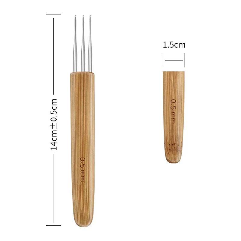 0.5MM DM hook size hair crocheting needle 4 pieces per package bamboo holder dreadlocks hair braiding tools crochet hooks hair extensions tool