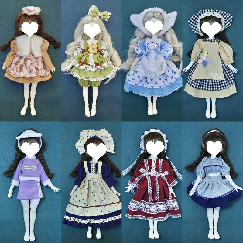 

New Bjd 6-point Doll Clothes Girls DIY Changing Dressing Toys 30cm Doll Dress Whole Set Accessories Children's Holiday Gifts