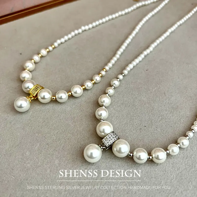 High Quality  Temperament Shell Pearl Pendant Necklace Wedding Jewelry for Women Copper Plated 14k Gold Accessories temperament multi layered shell pearl necklace wedding jewelry for women copper plated silver accessories