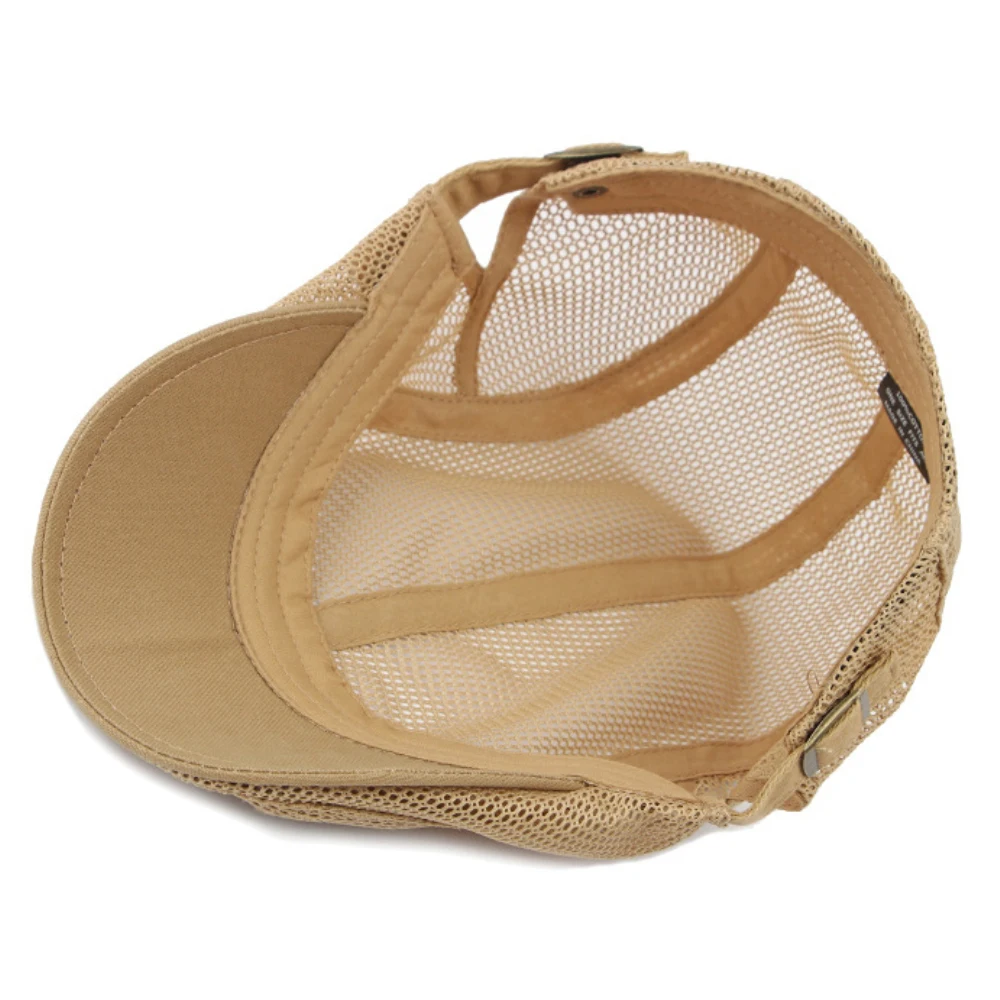 HT4379 Berets Men Women Breathable Mesh Sun Cap Spring Summer Adjustable Flat Cap Male Female Artist Painter Beret Hat beret hat woolen beret