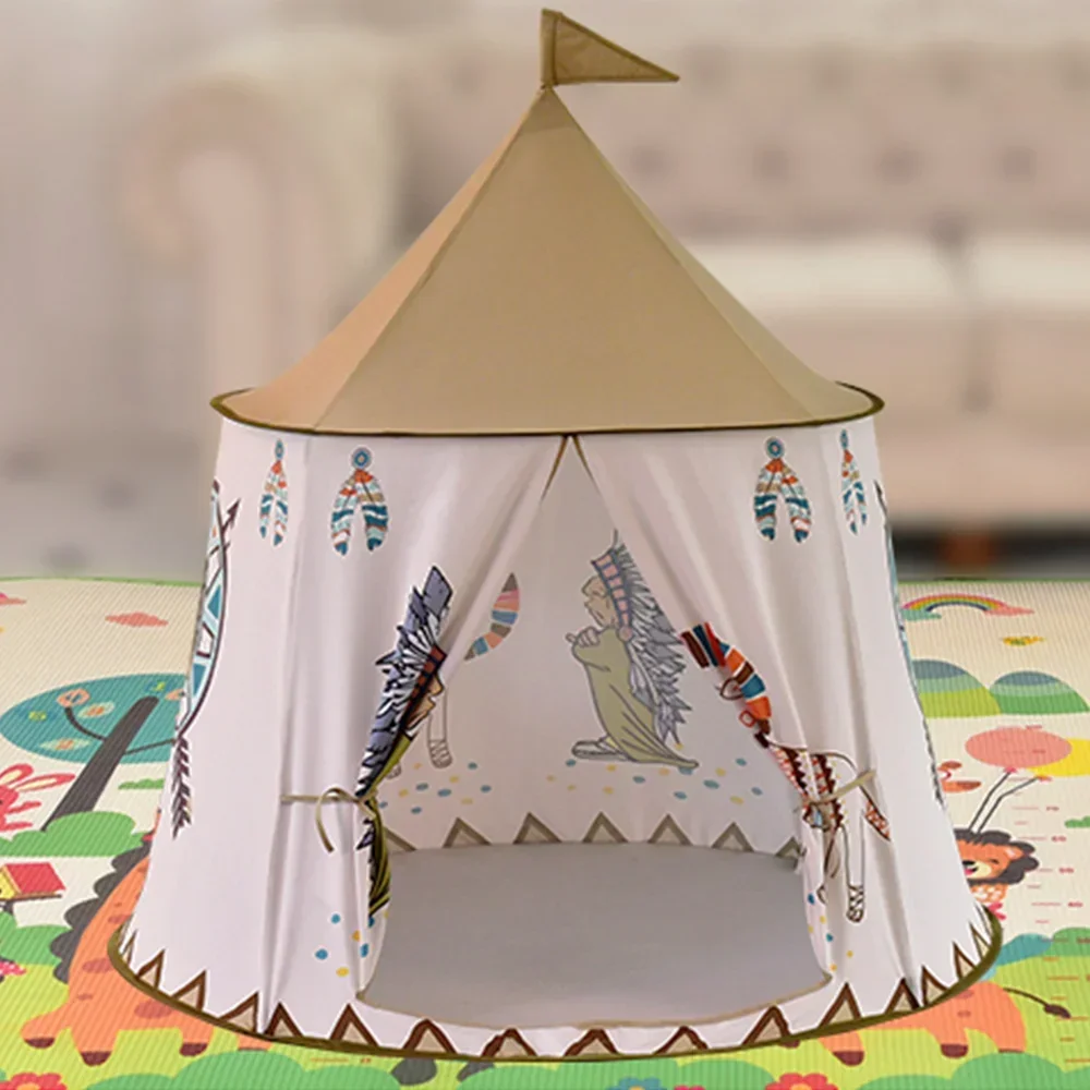 Kid Teepee Tent House 123x116cm Portable Princess Castle Present For Kids Children Play Toy Tent Birthday Christmas Gift Play