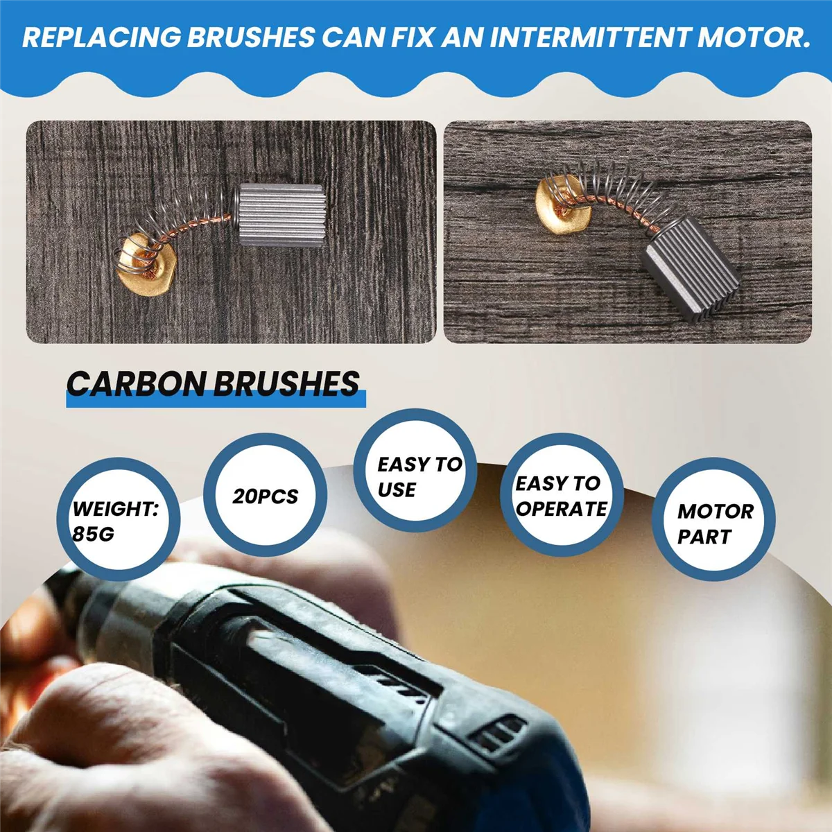 Makita CB408 Carbon Brushes Motor 14mm x 9mm x 6mm 20Pcs