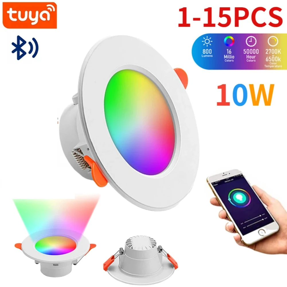 LED Downlight Smart Life Dimming Spot Bluetooth Lamp 10W RGB+CW+WW Change Warm Work with Alexa Google Home