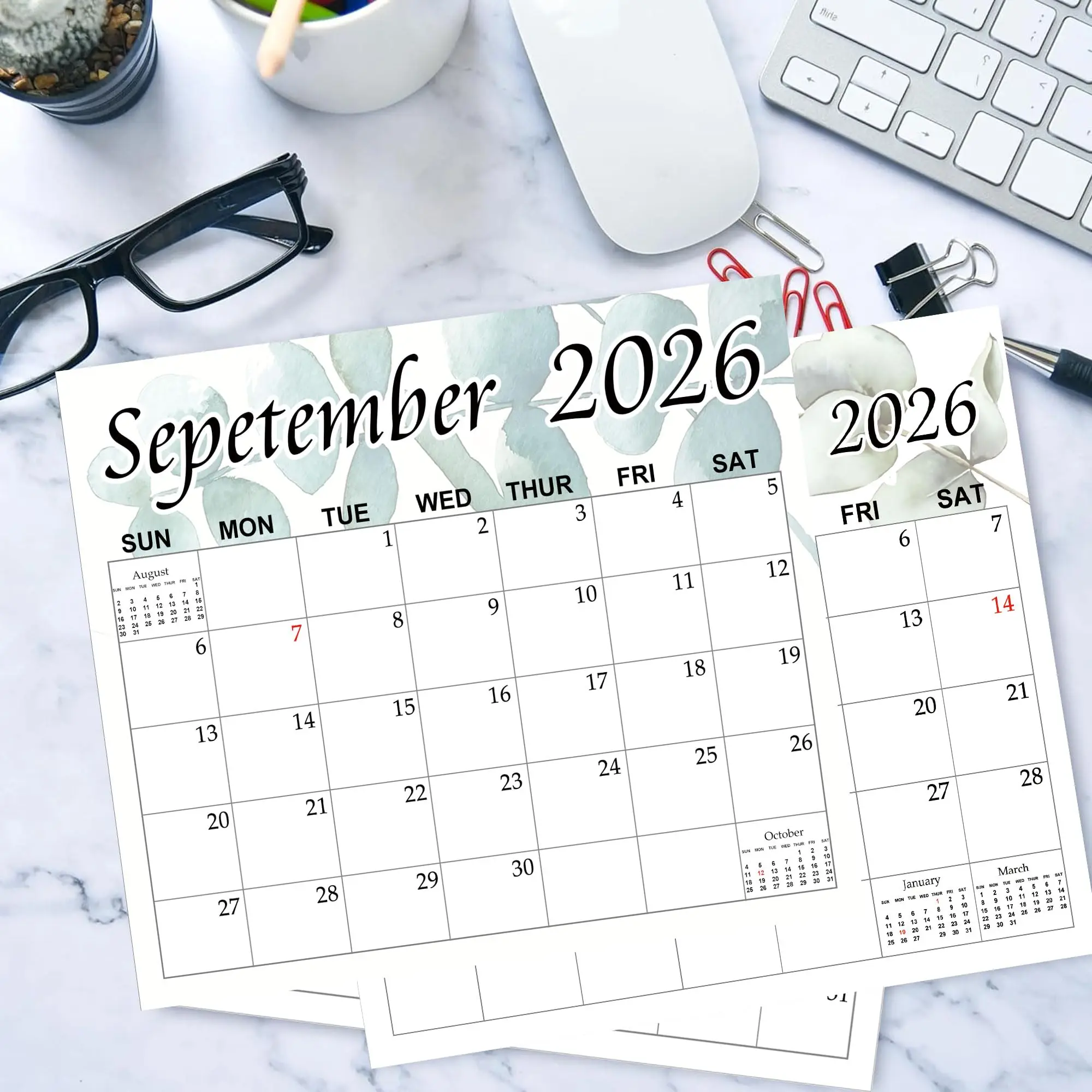 냉장고용 자석 달력 2025 녹지 테마 냉장고 벽걸이형 월간 자석 달력 11.5x13인치 데일리 달력