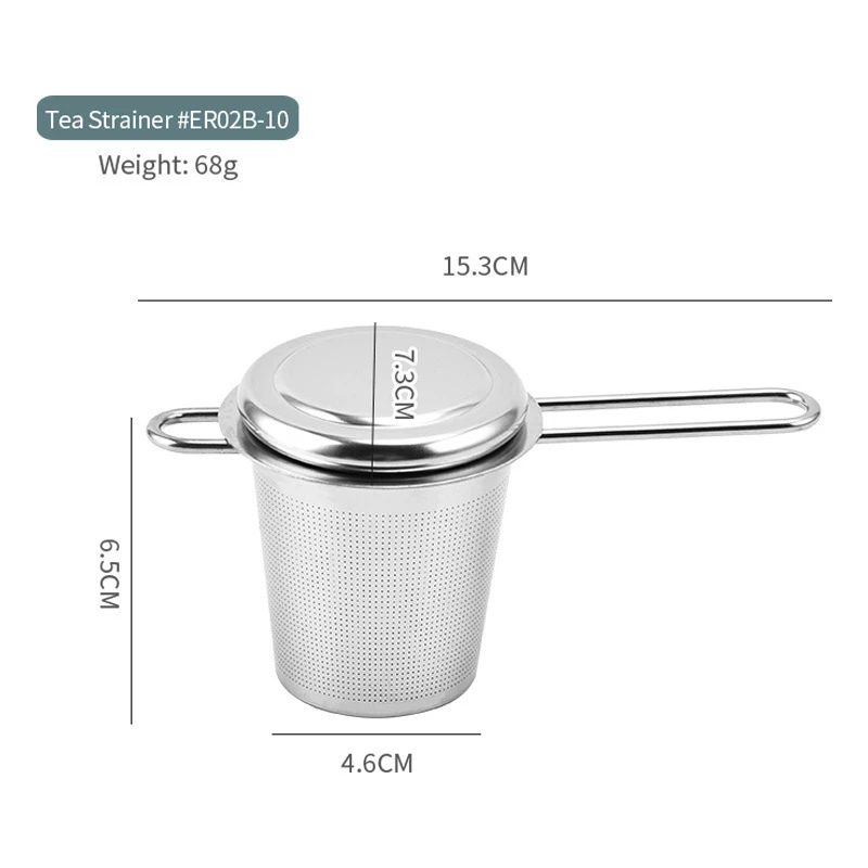 Foldable Handles Tea Infuser Hanging Strainer Stainless Steel Double Ear Teapot Spice Filter with Cover Kitchen Accessories