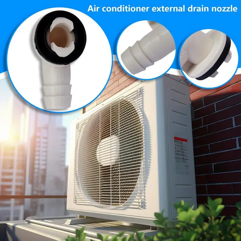 15mm Air Conditioner External Unit Drain Hose Connector Elbow with Rubber Ring for LG/Media/Haier/Kelon/Gree AC Units
