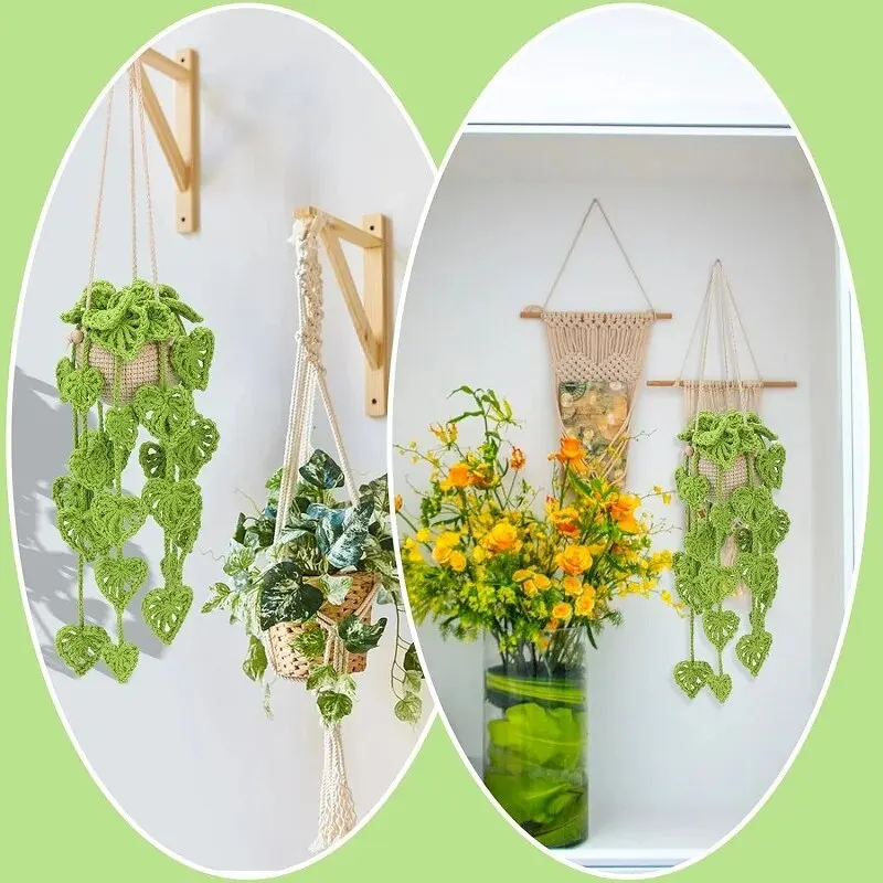 BUDDUR Hanging Basket Crochet Knitting Kit With Instruction And Cotton Yarn Thread DIY Non-finished Materials Package Set