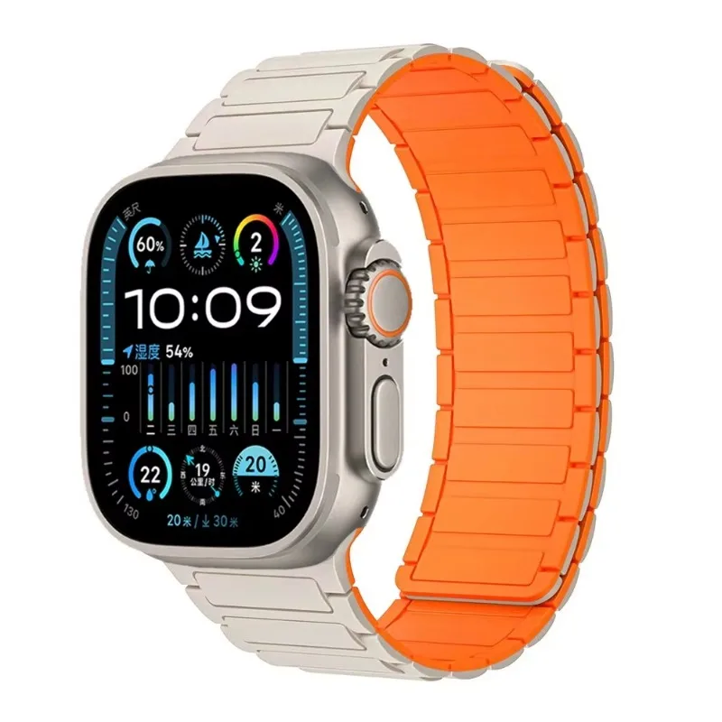 Textured Silicone Magnetic Bracelet Watchband Strap