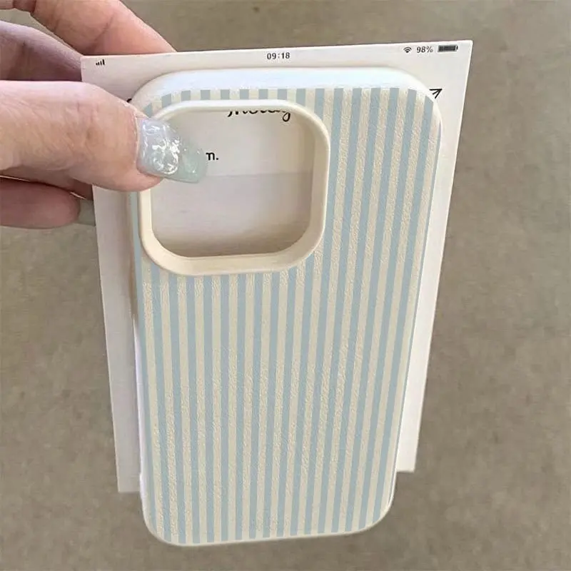 Light Blue Striped White Soft Shell Phone Case Cover
