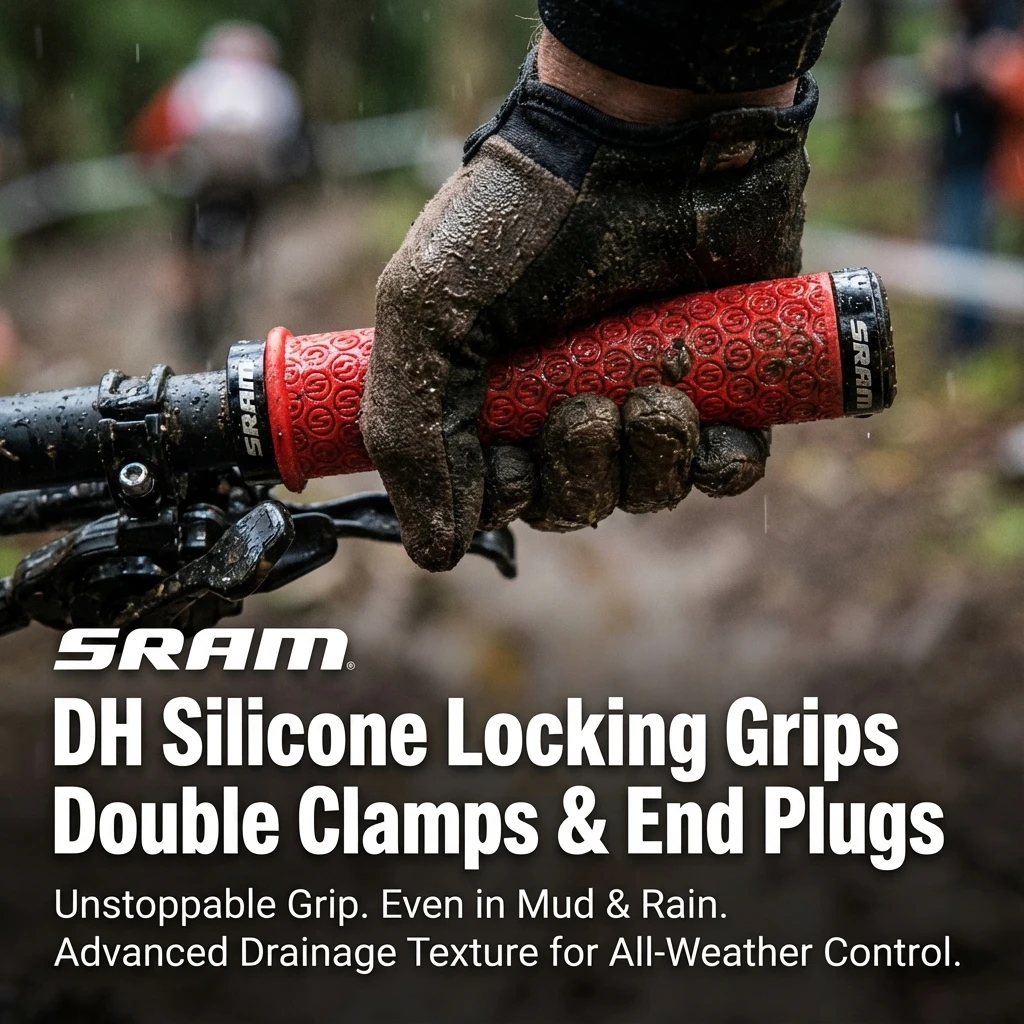 Puños SRAM MTB DH De Silicona Con Doble Abrazadera Y Tapas - Agarres Antideslizantes Para Bicicleta De Montaña
