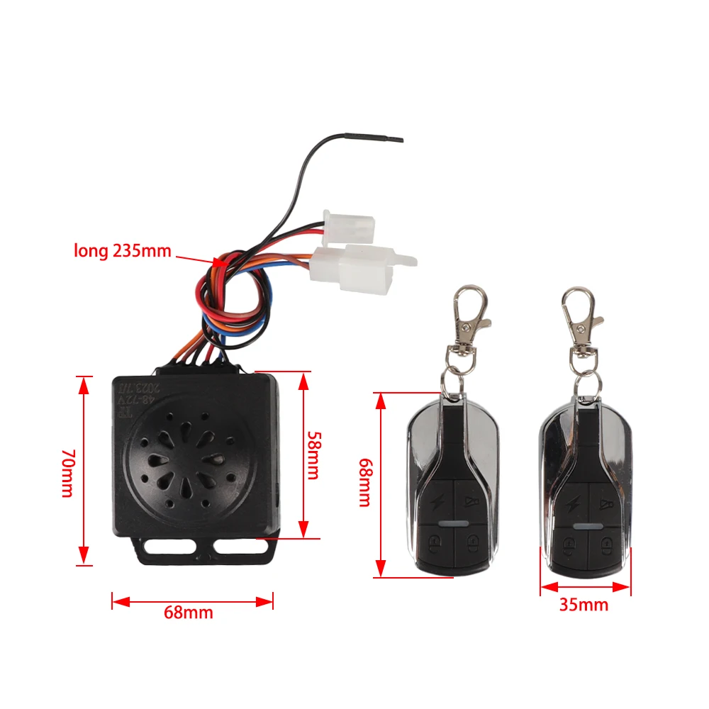 48V 60V 72V One-key Start Anti-theft Device Remote Control Lock Car Key Burglar Alarm For Citycoco Modified Accessories parts