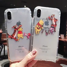 

Cartoon Disney Winnie The Pooh Soft Case for IPhone13 12 Pro 11 Pro XS Max X XR 7 8 Plus Back Cover Silicone TPU Anti-fall Shell