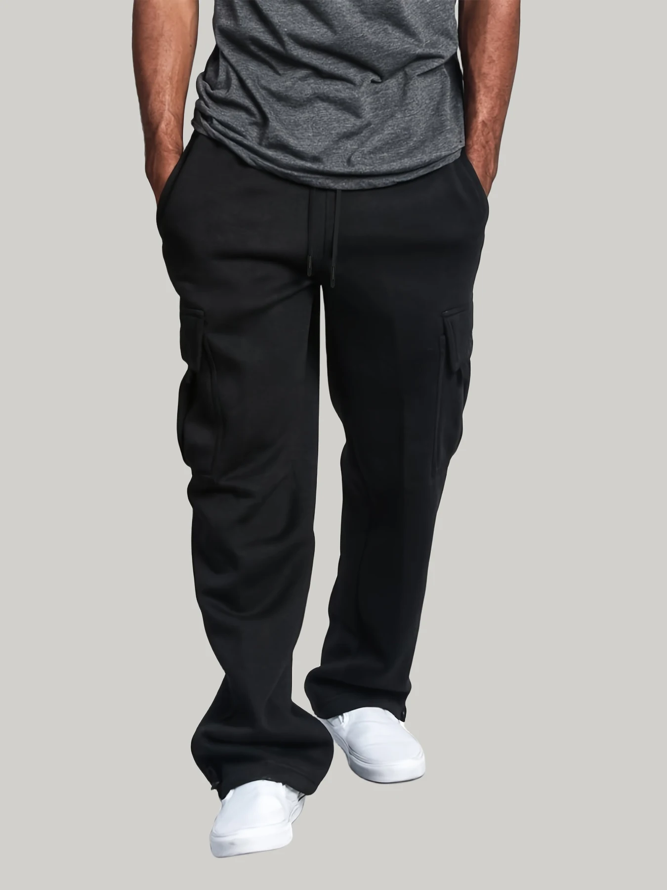 Description Picture 6 of itemMen's overalls autumn and winter plus velvet thickened outdoor casual sports trousers loose American training basketball pants