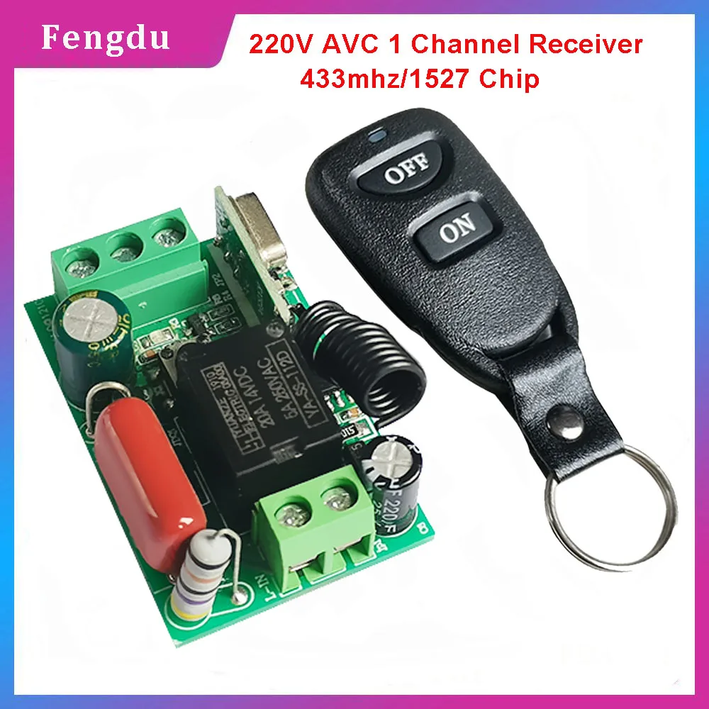 

433MHz Wireless RF Remote Control Switch AC 220V 230V 1CH 10A Relay Receiver and Transmitter