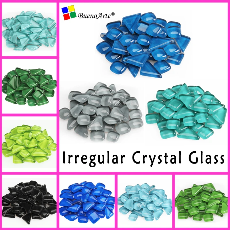 200g Crystal Glass Irregular Stone Colorful Mosaic Tile DIY Craft Material Garden Decor