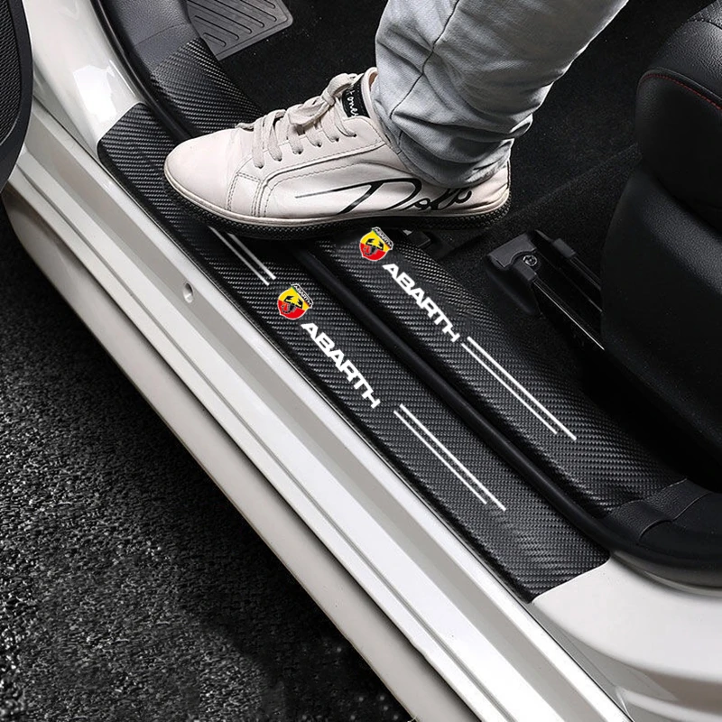 

Auto Styling Carbon Fiber Anti Scratch Scuff Pedal For Abarth 595 Abarth 500 abarth 124 spider Car Door Sill Protector Stickers