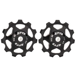 High-Performance Purple CNC Bike Jockey Wheel with Steel Bearings - 11T (Black 2pcs)