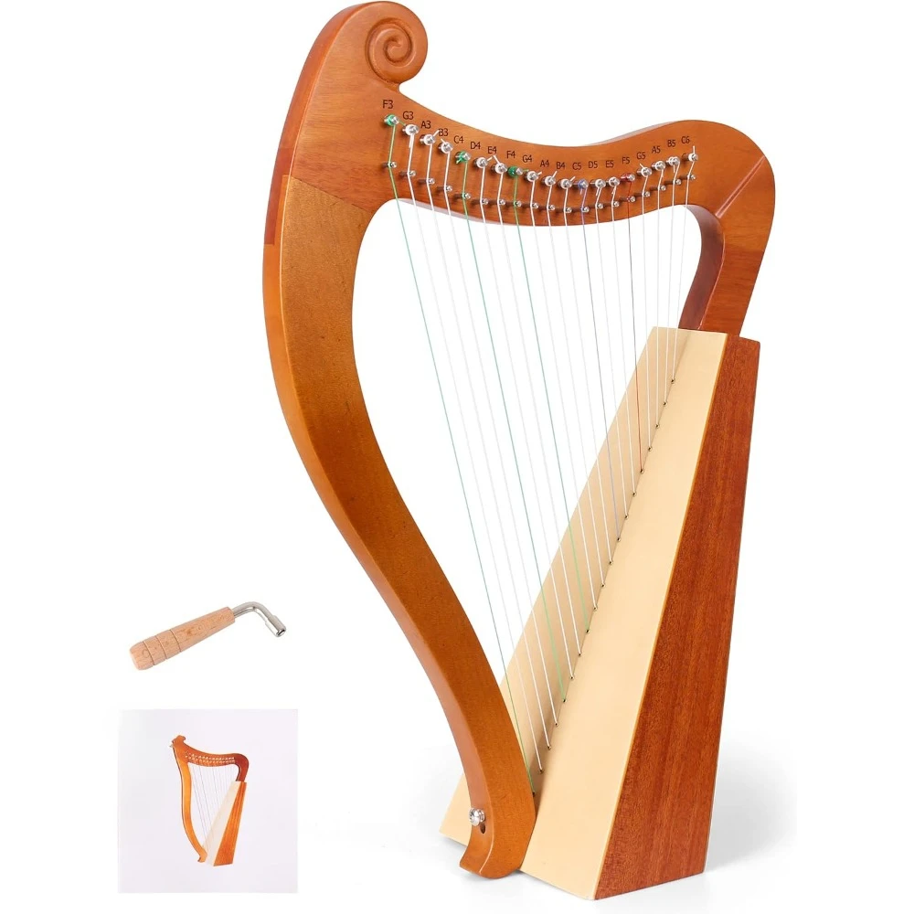 Harp 19-String Lyre Harp with Tuning Wrench Instruments, Lyre is Good Choice for Music Lovers
