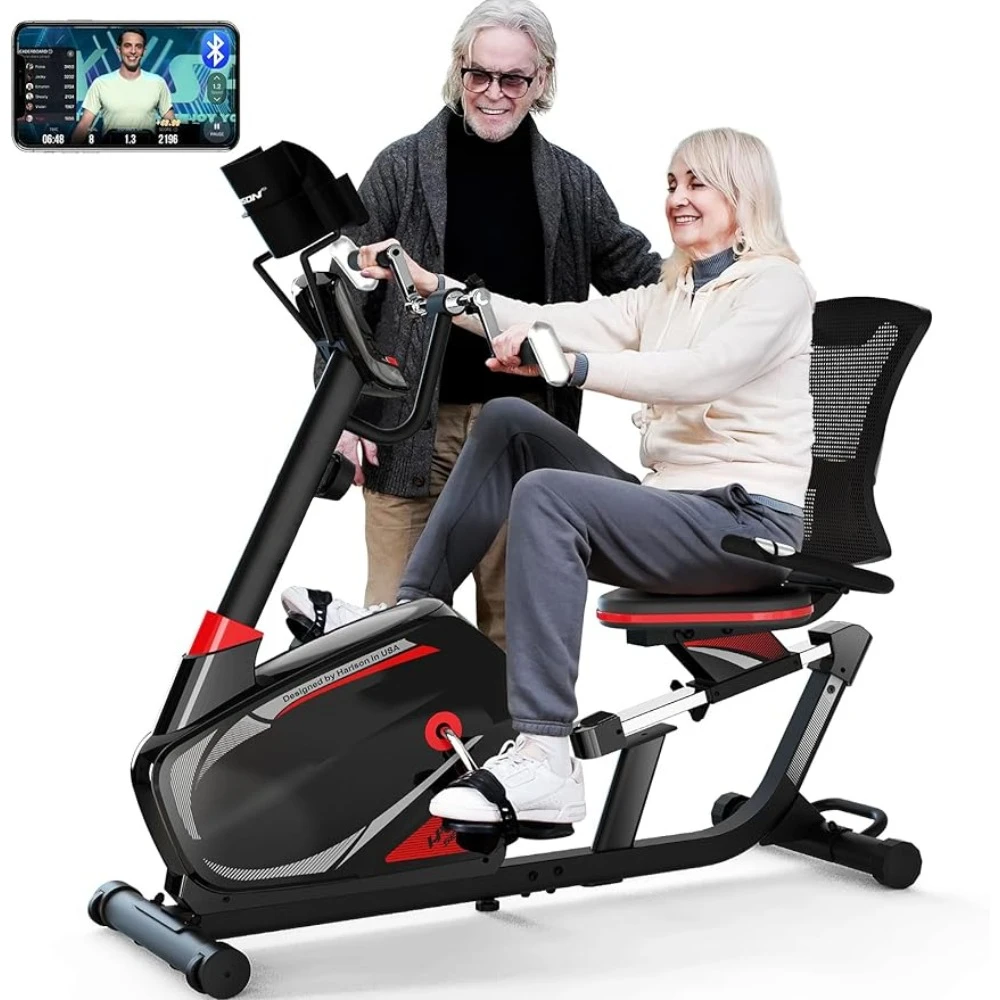 

Bluetooth Recumbent Exercise Bike with Arm Exerciser, Recumbent bikes for Adult and Seniors, bike for Home 400 lbs Capacity