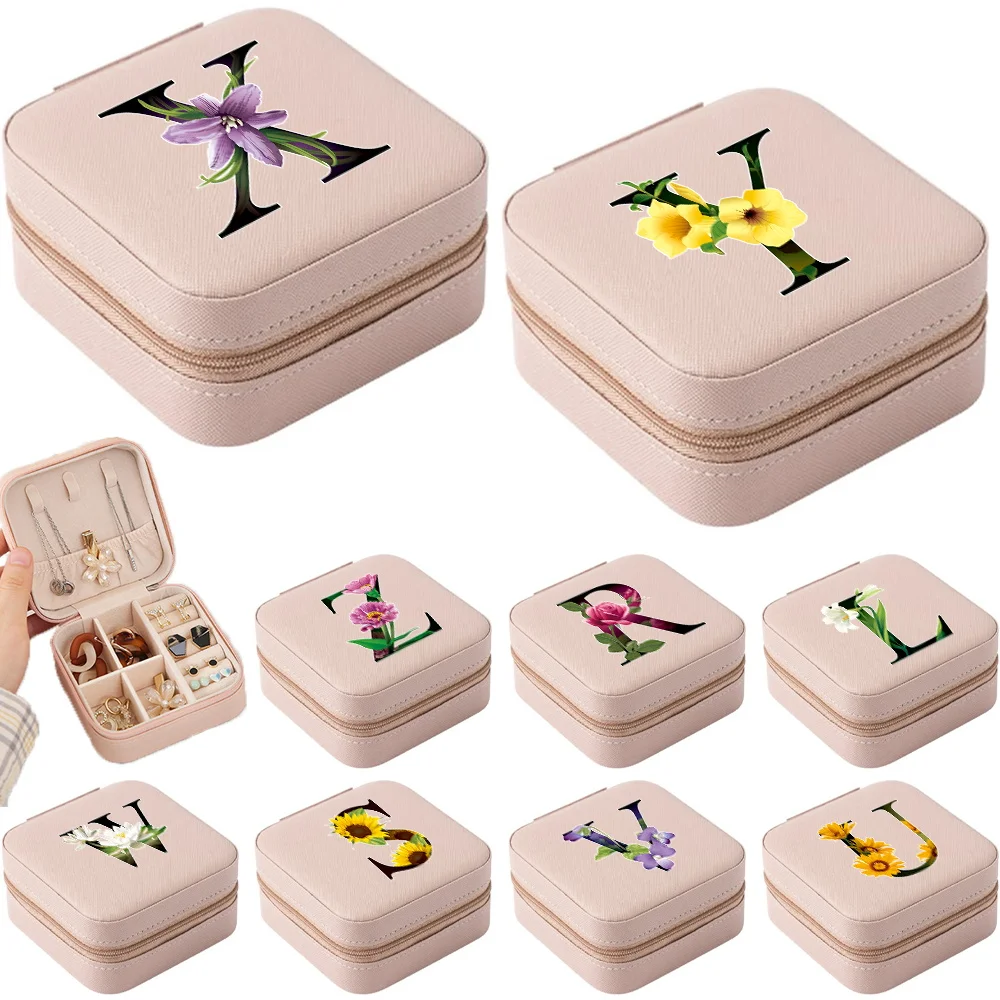 

Mini Jewelry Box Organizer Display Travel Jewelry Zipper Case Boxes PU Leather Portable Earrings Necklace Ring Jewelry Box