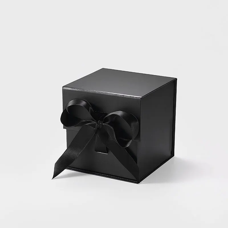 Geotobox 소형 큐브 블랙 마그네틱 클로저 럭셔리 캔들 포장 선물 상자, 12x12x12cm, 4.72x4.72x4.72 인치
