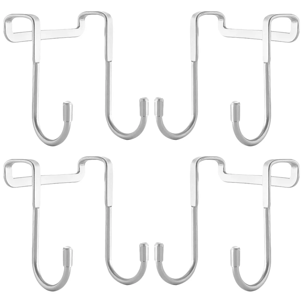 

4 Pcs Hangers Stainless Steel Hook Over The Door Towel For Bathroom On Hooks Hanging