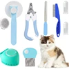 8 Cat Brush Grooming Kit, Flea Comb, Pet Shampoo Brush, Pet Hair Removal Brush, Silicone Toothbrush 1
