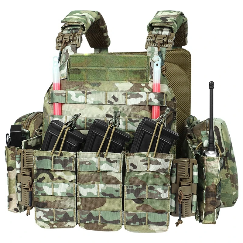 Tactical Vest Full camo Plate Carrier with Triple Mag Pouch 1000D Nylon Fabric Quick Release 6094K For Hunting Airsoft Combat