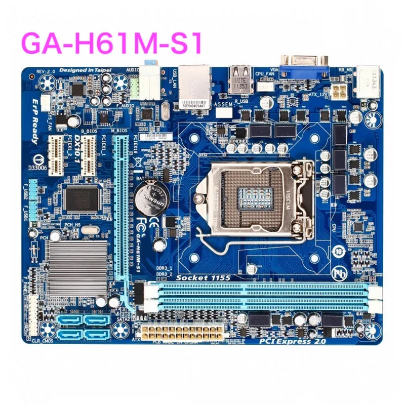Adatto Per Scheda Madre Gigabyte Ga-H61M-S1 16Gb Lga 1155 Ddr3 Scheda Madre Micro Atx Testata Al 100% Ok Completamente Funzionante Spedizione Gratuita