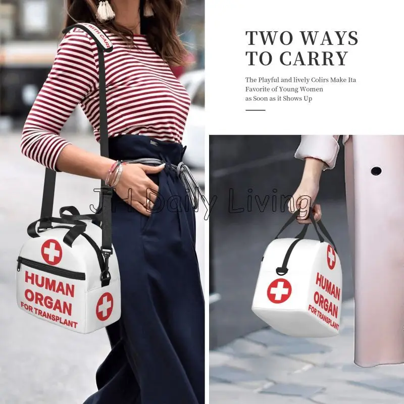 Funny Human Organ for Transplant Insulated Lunch Box Portable Reusable Cooler Tote Bag with Adjustable Shoulder Strap lunch bag,cooler bag