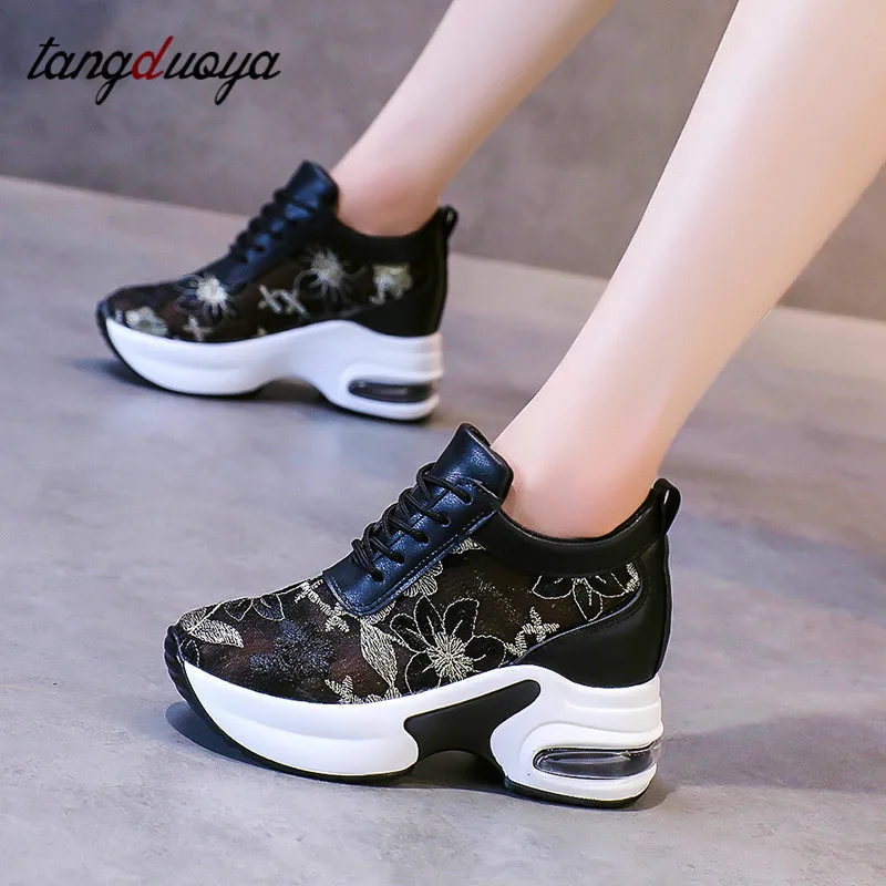 Women's Fashion Leather Casual Breathable Running Lace Up Sneakers Trainer Shoes 