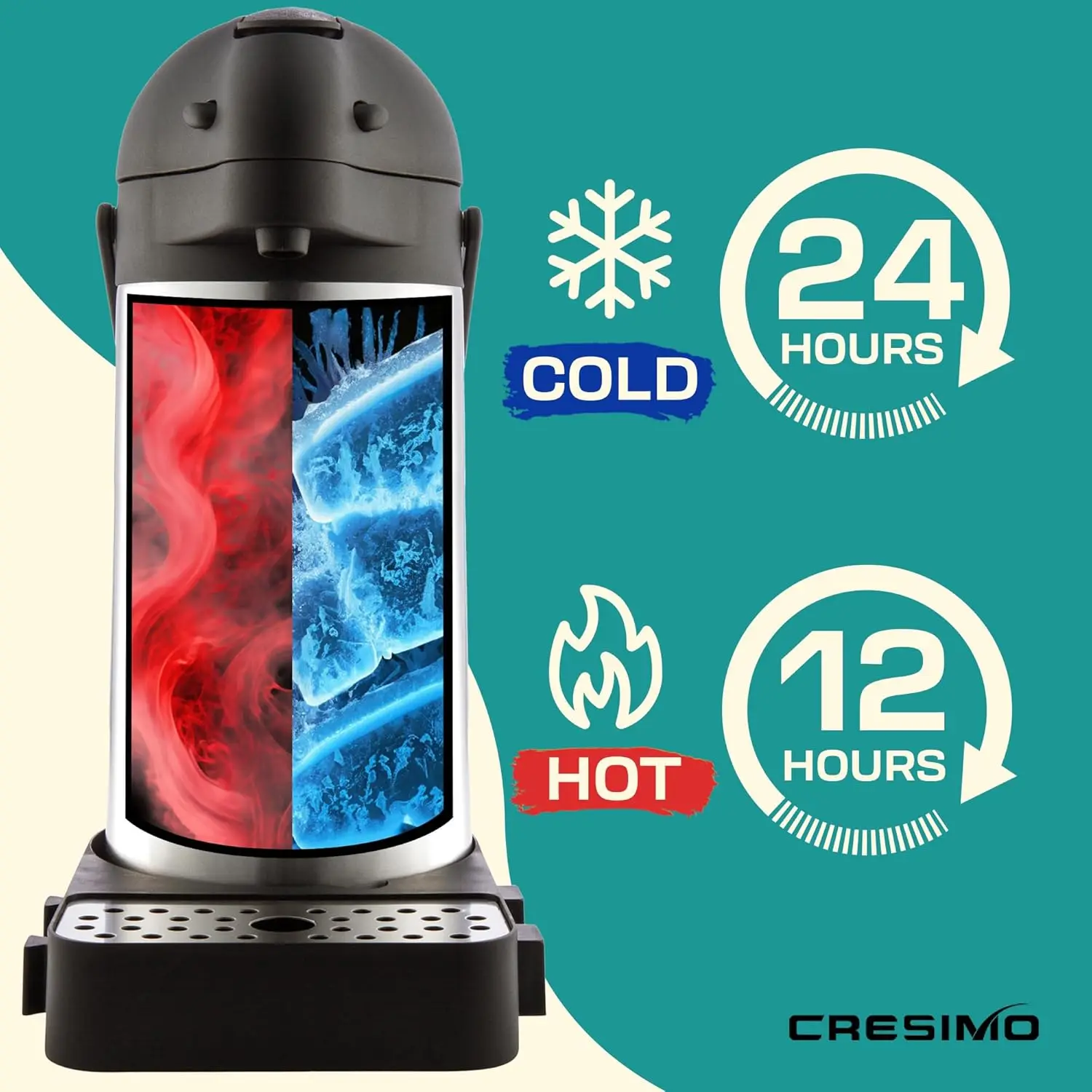 Coffee Dispenser with Pump & Tray - 101oz/3L Coffee Carafe with Pump - 12 Hours Hot Coffee Dispenser for Parties -Coffee 2