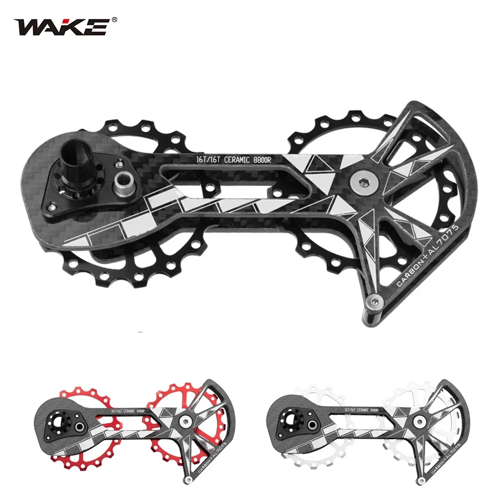 

Wake MTB Bike Carbon Fiber Rear Derailleur Ceramic Bearing 16T Road Bicycle Guide Pulley Wheel for SHIMANO Parts