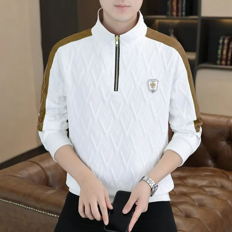 Новинка 2023, жаккардовый свитер с воротником-стойкой