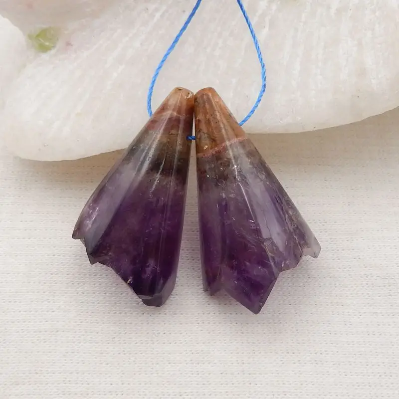 Natural Stone Drusy Amethyst Handmade Jewelry Earring Pair For Women 28x14x12mm 9g