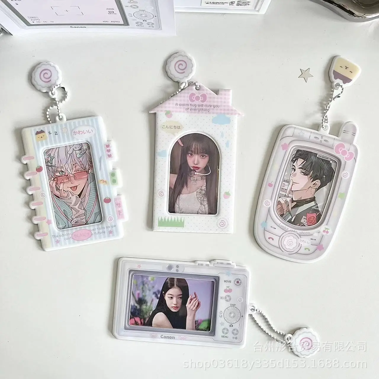 Soporte para sesión fotográfica de dibujos animados, carpeta para sesión fotográfica con forma de teléfono móvil, estuche de almacenamiento de fotos de 3 pulgadas, funda protectora, llavero
