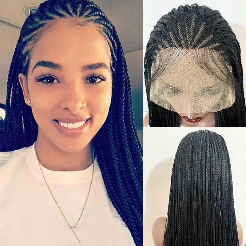 

30 inch Long Full Lace Wig Braided Box Braids Wigs for Women Black Hair Lace Wigs Black High Temperature Fiber Cosplay Wig