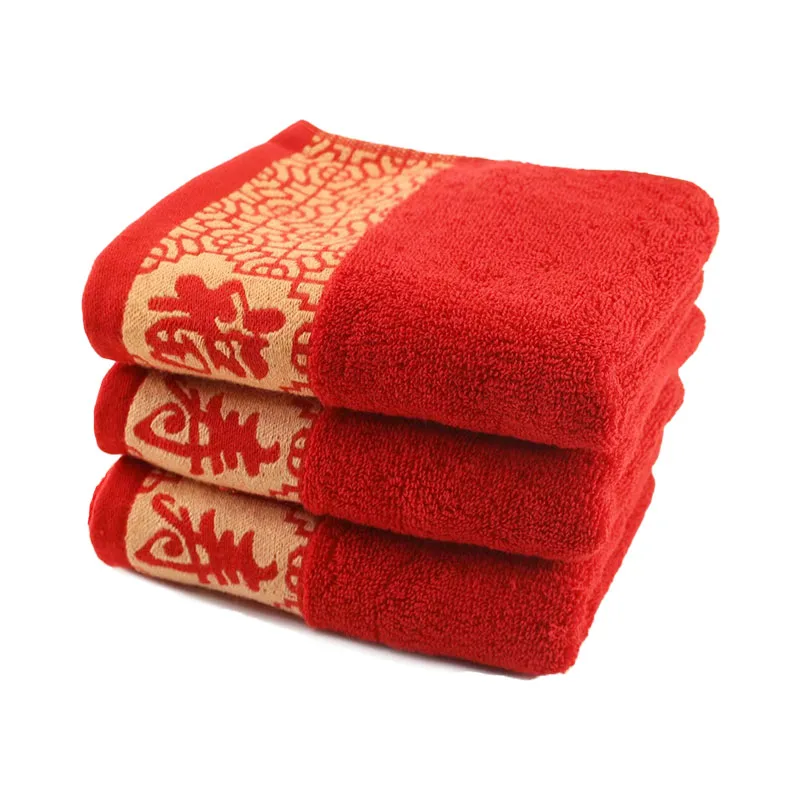 1pcs Towels Thickened Absorbent Towel Chinese Style Pure Cotton Quick for Home Absorbent Soft Quick Dry Thickened Face Towel Red 3
