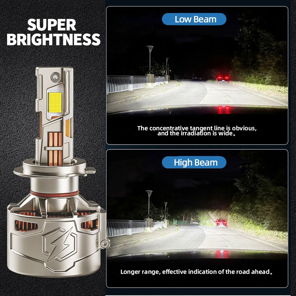 9개의 구리 튜브 400W 자동차 LED 헤드라이트 고출력 전구 자동차 H7 H4 H11 H1 9005 HB3 9006 HB4 9012 차량 교체용 라이트