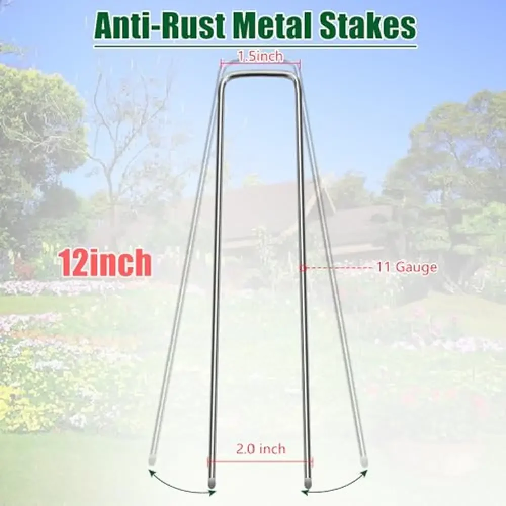 100 Pack 12" 11G Galvanized Landscape Stakes Garden Metal Pins Weed Barrier Fence Versatile Outdoor Tool Christmas Decoration &