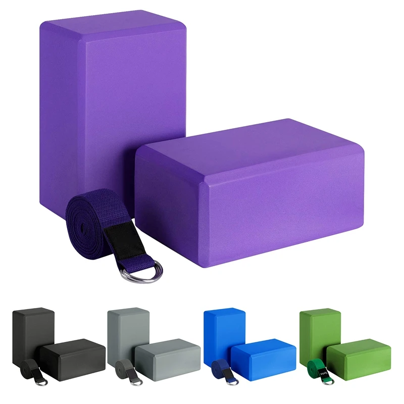Yoga Block E Yoga Strap Set Eva Foam Soft Antiscivolo Yoga Blocks Allenamenti Di Stretching E Tonificazione Universali Per Pilates
