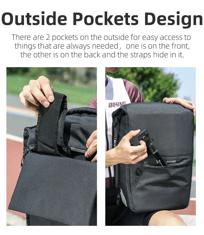 WEST BIKING 17-29L Fahrrad-Gepäcktasche Wasserdichte Rücksitztasche Konvertierbarer Rucksack Pendler-Reisetasche Outdoor-Fahrradzubehör – Detail 14