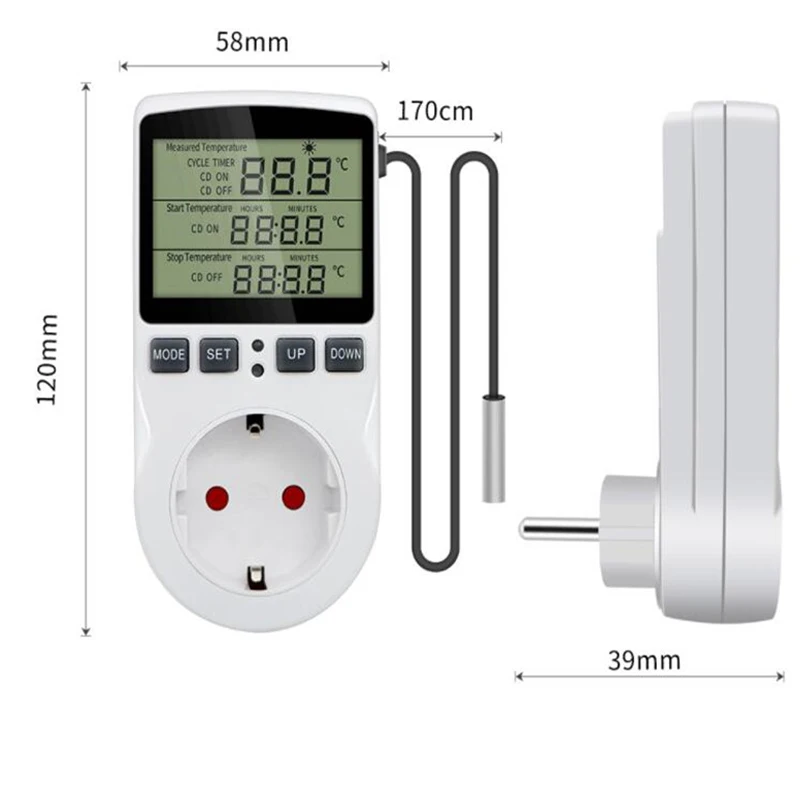 Thermostat Digital Temperature Controller 220v Socket Outlet With Timer  Switch Cooling Heating Temperature Sensor Timer Socket - AliExpress