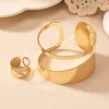 Fashion Simple Open Adjustable Jewelry Bracelet Metal 18k PVD Gold-plated Waterproof Colorfast Accessories Bangle 2