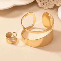 Fashion Simple Open Adjustable Jewelry Bracelet Metal 18k PVD Gold-plated Waterproof Colorfast Accessories Bangle 2