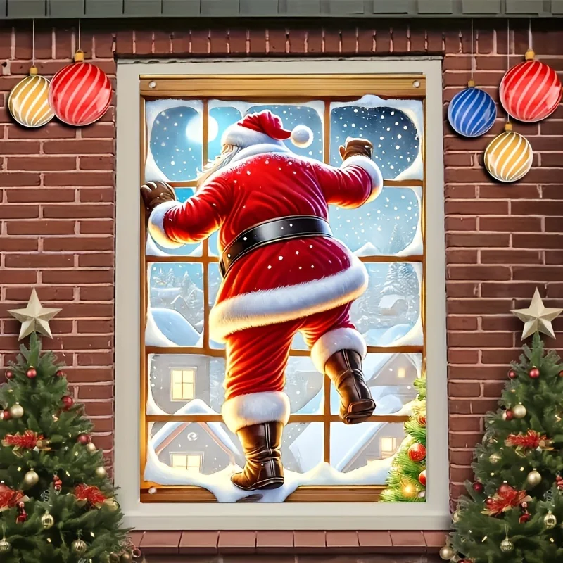 Merry Christmas Door Banner Large Santa Claus Christmas Door Cover Backdrop Christmas Party Supplies Decoration 2026