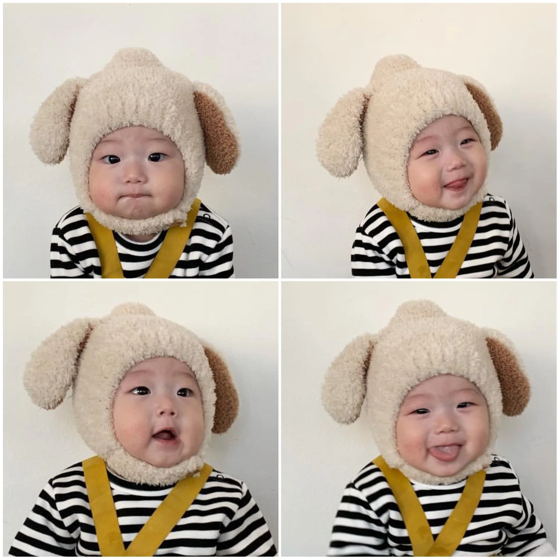 Cute Baby Hat Autumn Winter Rabbit Ears Soft Plush Warm Ear Cap Kids Boys Girls Beanies Solid Color Earflap Hat Bonnet